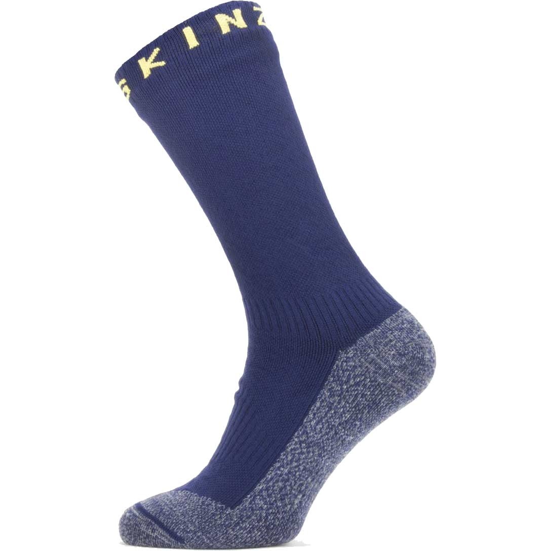 Sealskinz Waterproof Warm Weather Soft Touch Mid Length Sock - Navy Blue/Blue Marl/Yellow